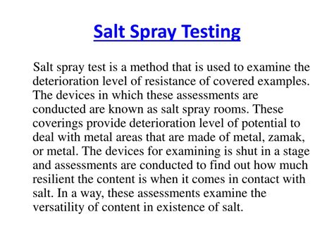 salt spray testing requirements